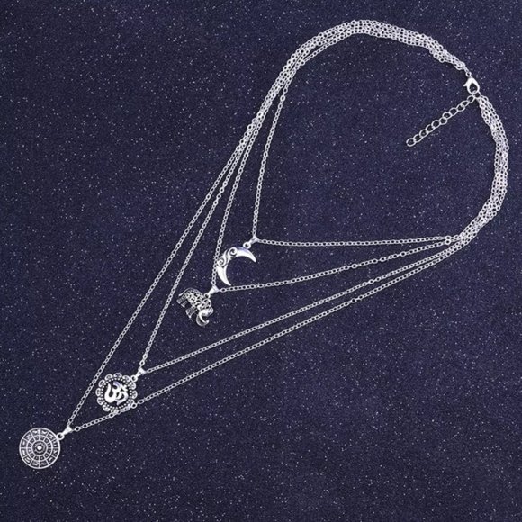 💎✨ Boho 🐘 Layered 🌙 Necklace - Picture 3 of 4